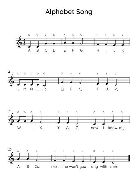 Easy sheet music with letters .
